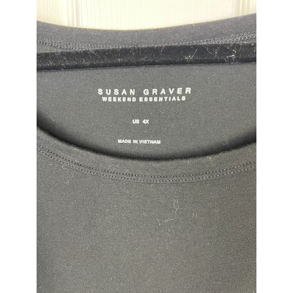 Susan Graver Weekend Essentials Cotton Modal Black Long Sleeve Tee 4X A638774 - Picture 4 of 8